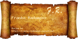 Franke Radamesz névjegykártya